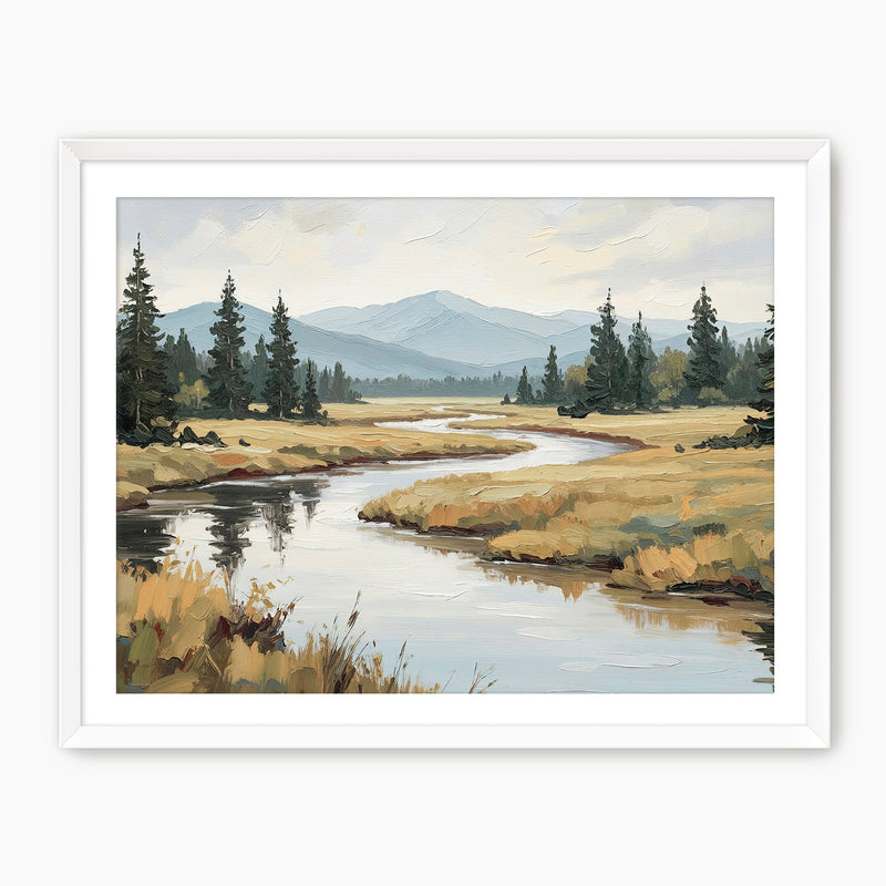 44-  Late Summer River Landscape - Sage and Rose Prints