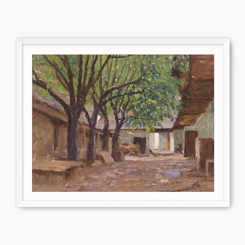 Peaceful Courtyard in Earth Tones - Sage and Rose Prints