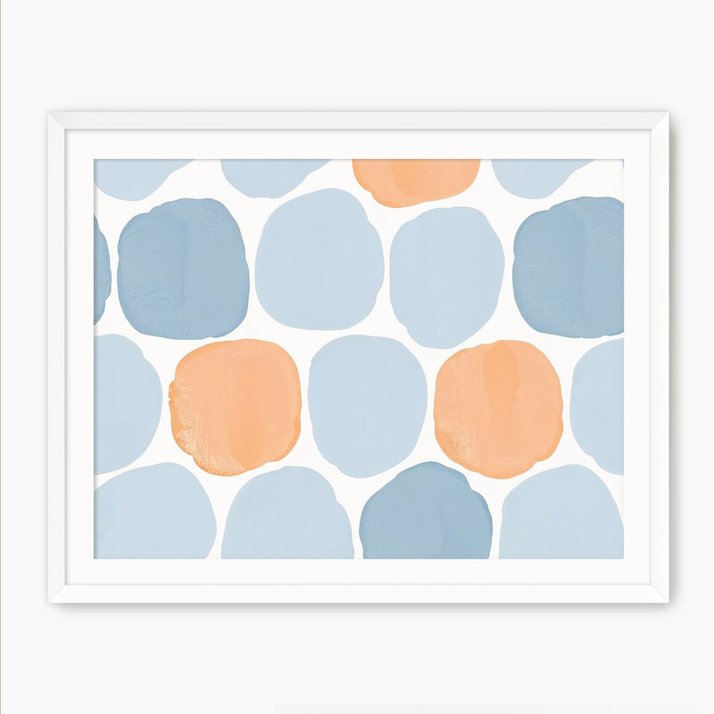 Steel Blue and Light Orange Print - Sage and Rose Prints
