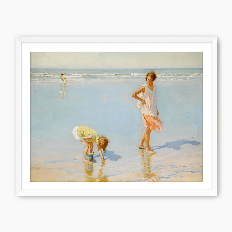 Woman and Child on the Beach - Sage and Rose Prints