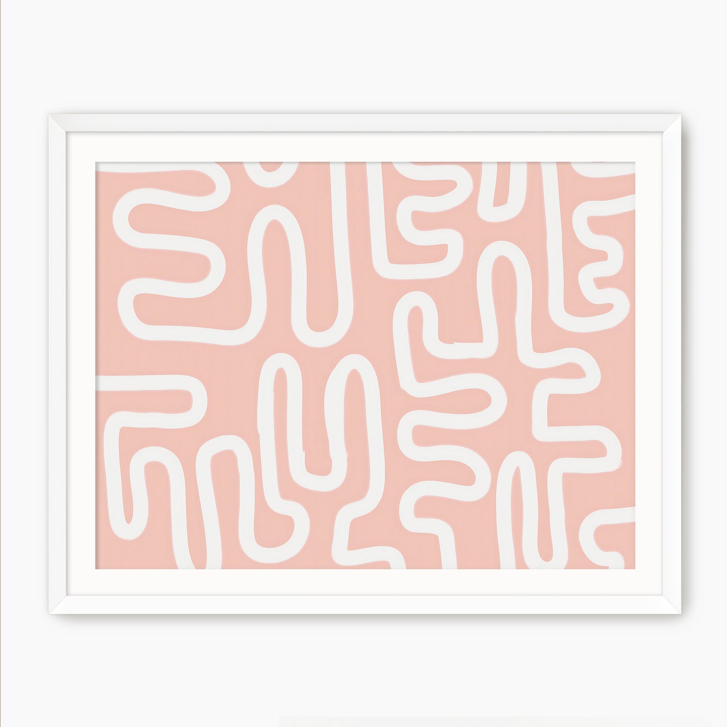 Coral Blush Organic Maze Art - Sage and Rose Prints