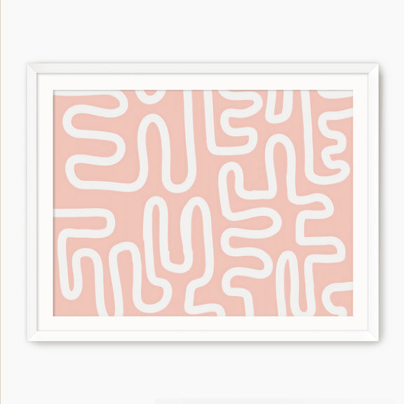 Coral Blush Organic Maze Art - Sage and Rose Prints