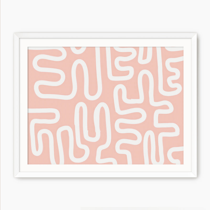 Coral Blush Organic Maze Art - Sage and Rose Prints