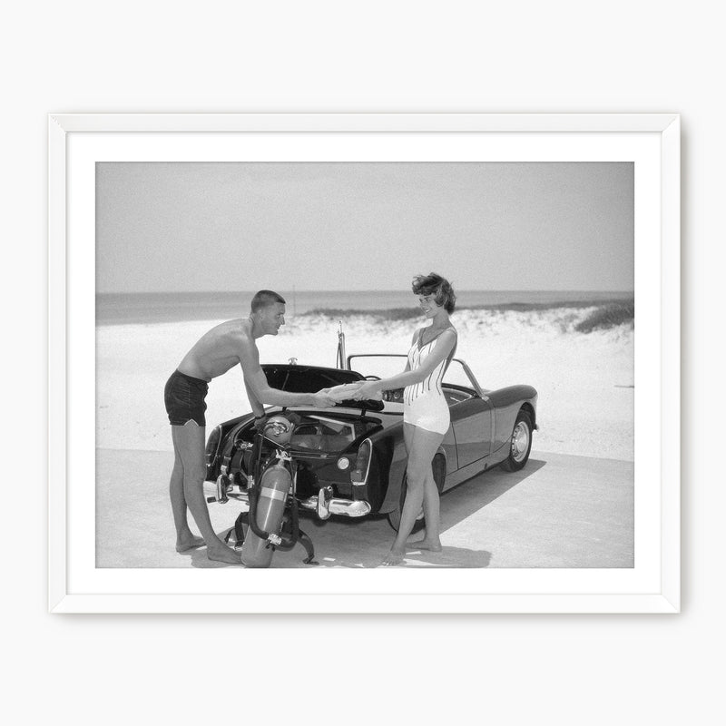 Classic Car on the Beach Photo - Sage and Rose Prints