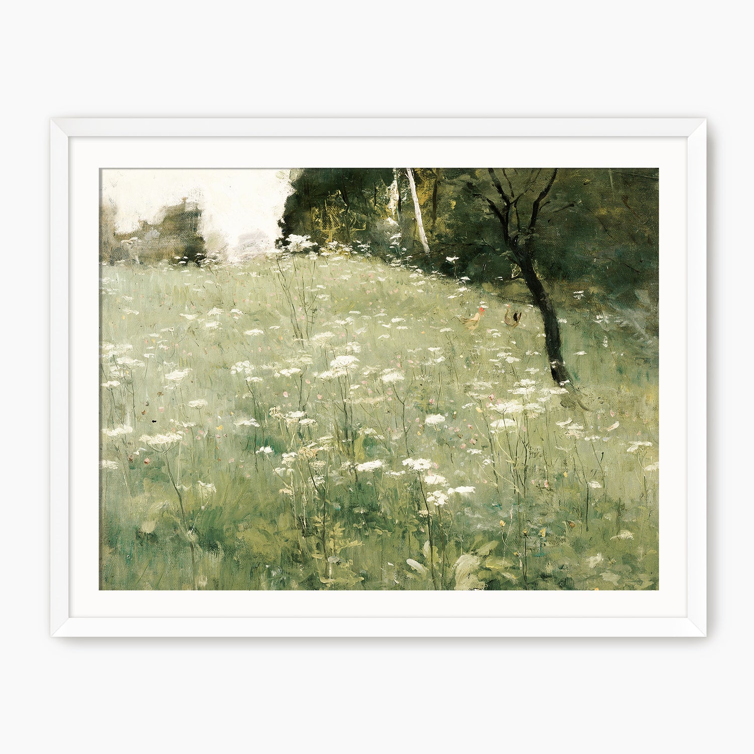 White Wildflower Landscape Print - Sage and Rose Prints
