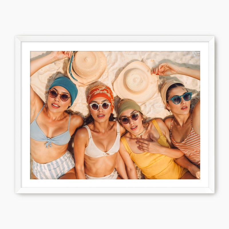 Retro Beach Women Sepia Photo - Sage and Rose Prints