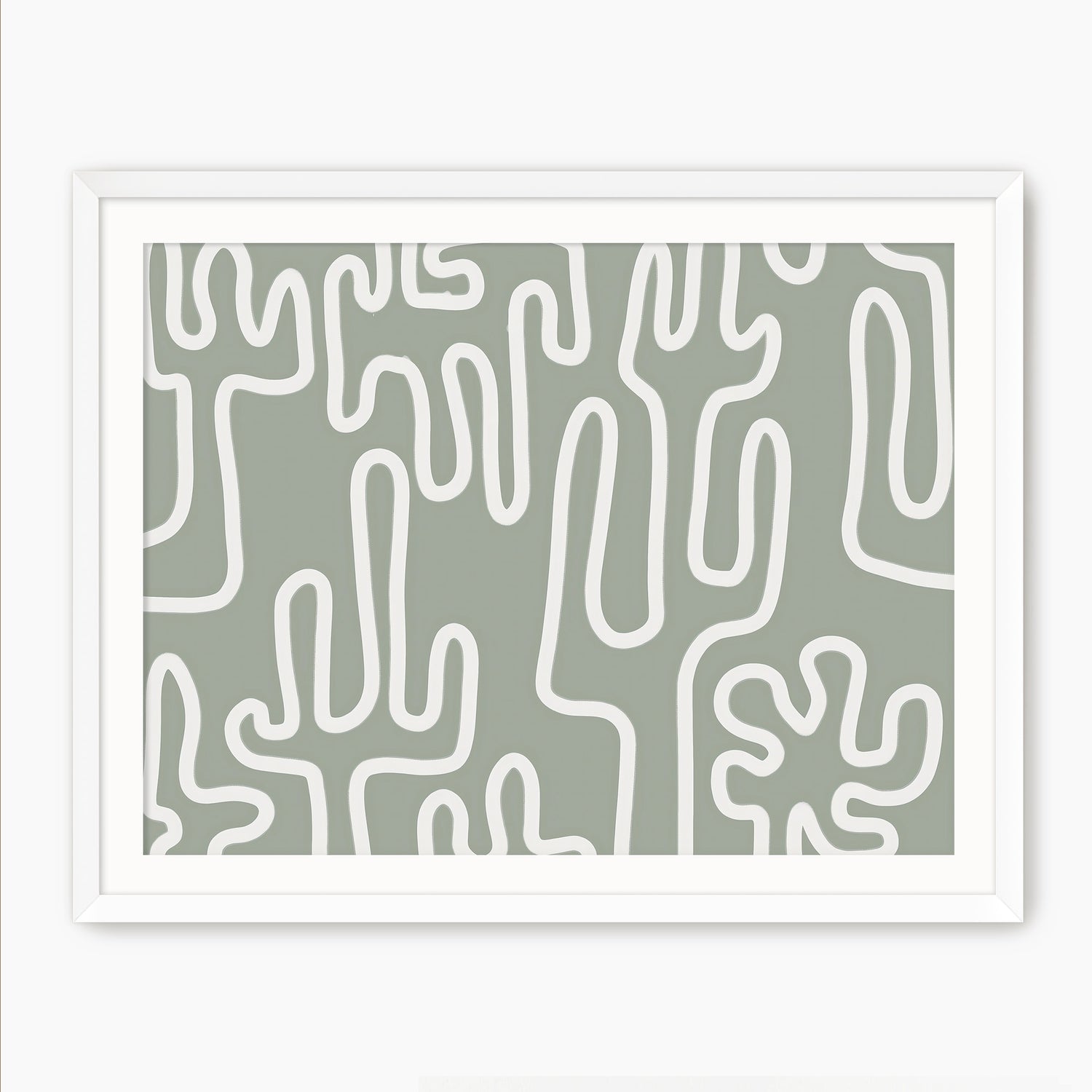 Abstract Cactus Line Art - Sage and Rose Prints