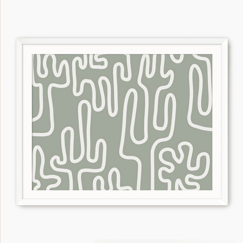 Abstract Cactus Line Art - Sage and Rose Prints