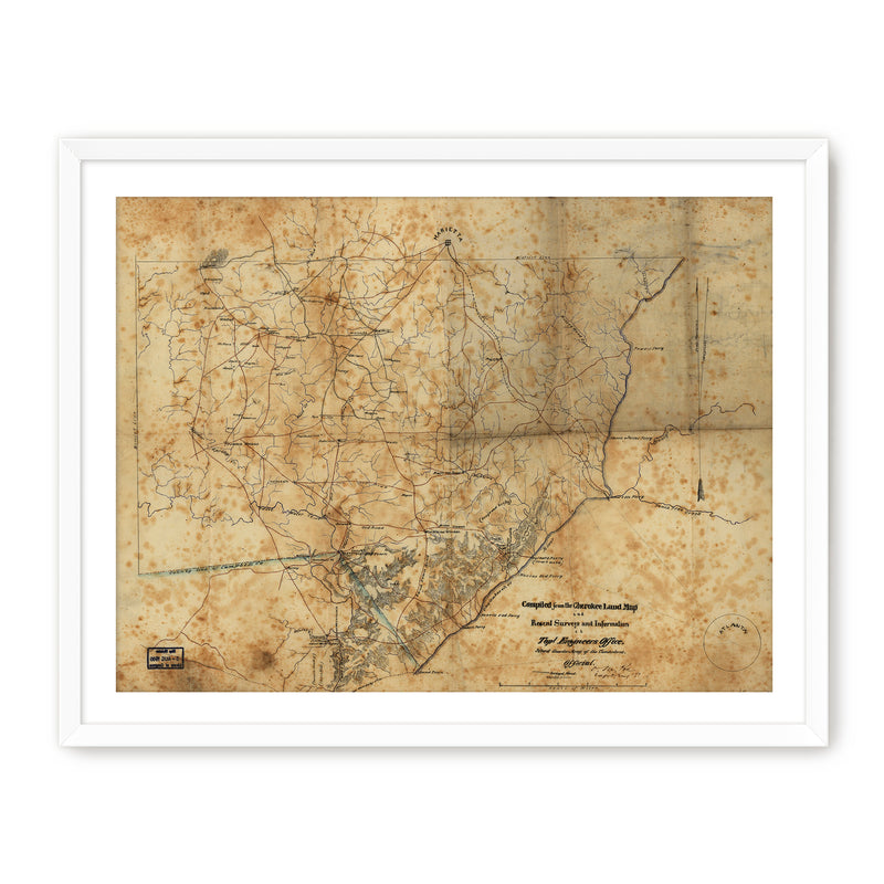 Historic Sepia Map of Cobb County, Georgia - Sage and Rose Prints