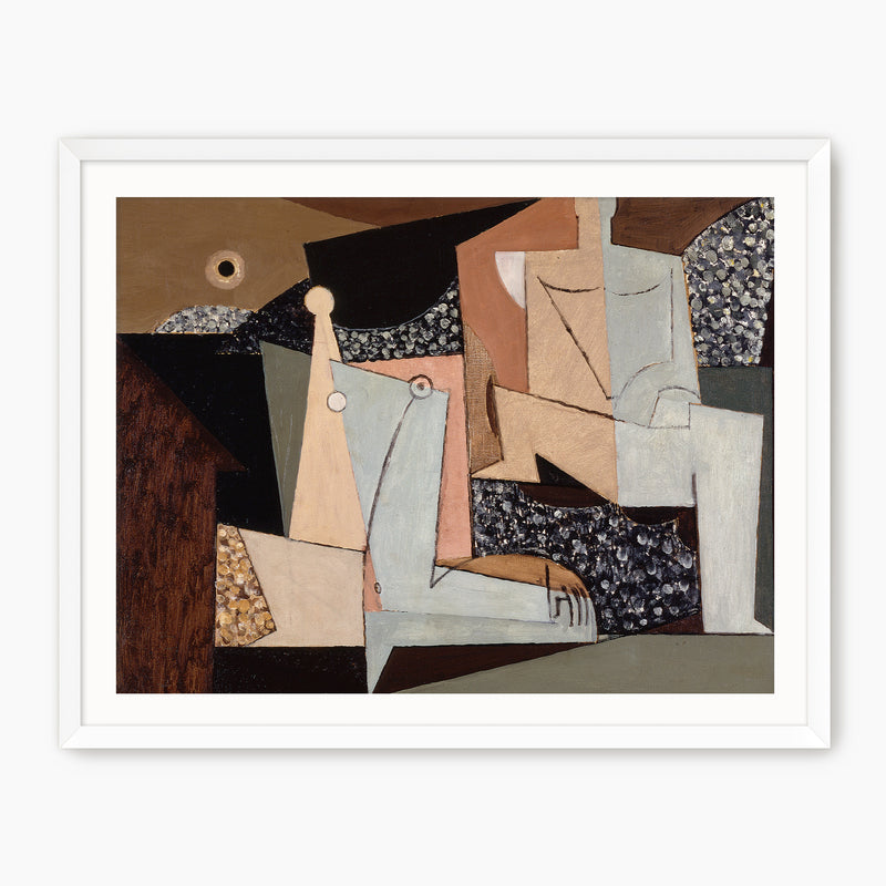Tan and Grey Cubist Couple - Sage and Rose Prints