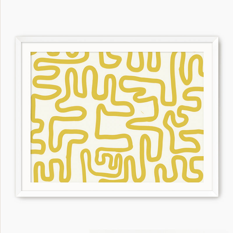 Yellow Organic Maze Print - Sage and Rose Prints