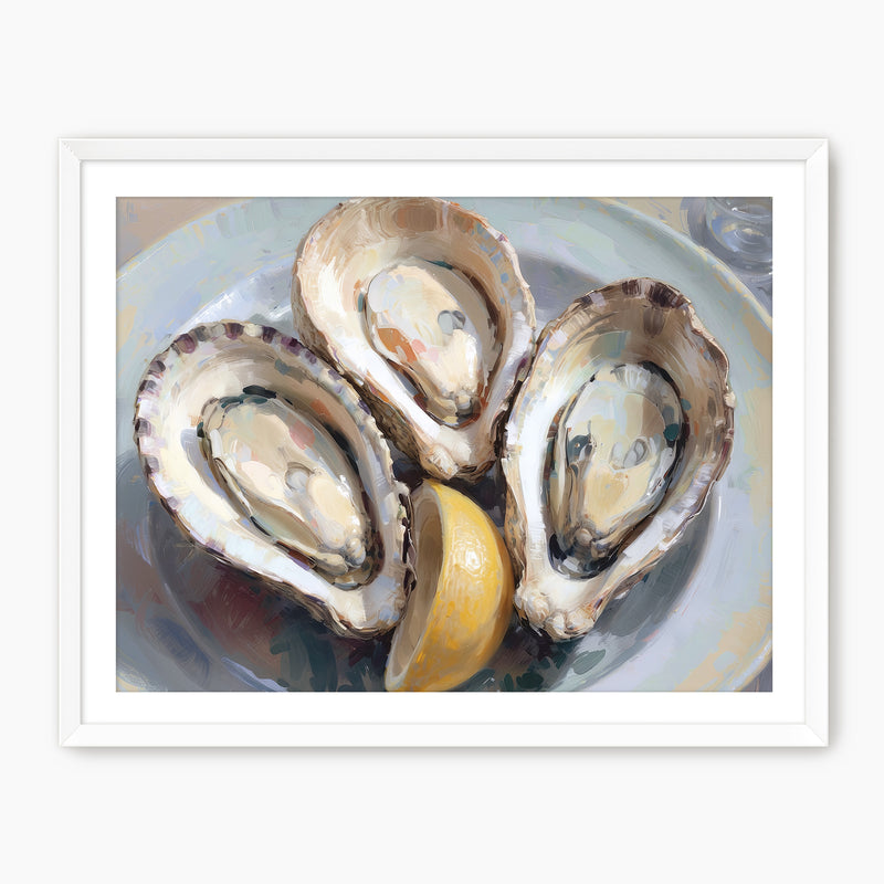 Oysters and Lemon Seafood Painting Print - Sage and Rose Prints