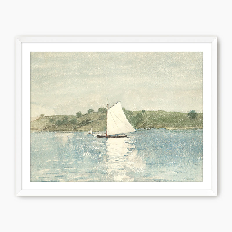 Sage and Light Blue Coastal Sailboat Print - Sage and Rose Prints