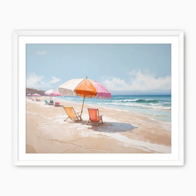 Peaceful Umbrellas on the Beach - Sage and Rose Prints