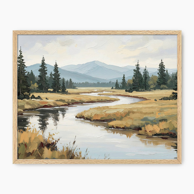 44-  Late Summer River Landscape - Sage and Rose Prints