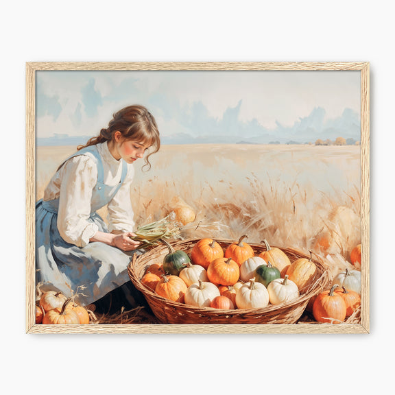 Victorian Girl and Fall Harvest Art Print - Sage and Rose Prints