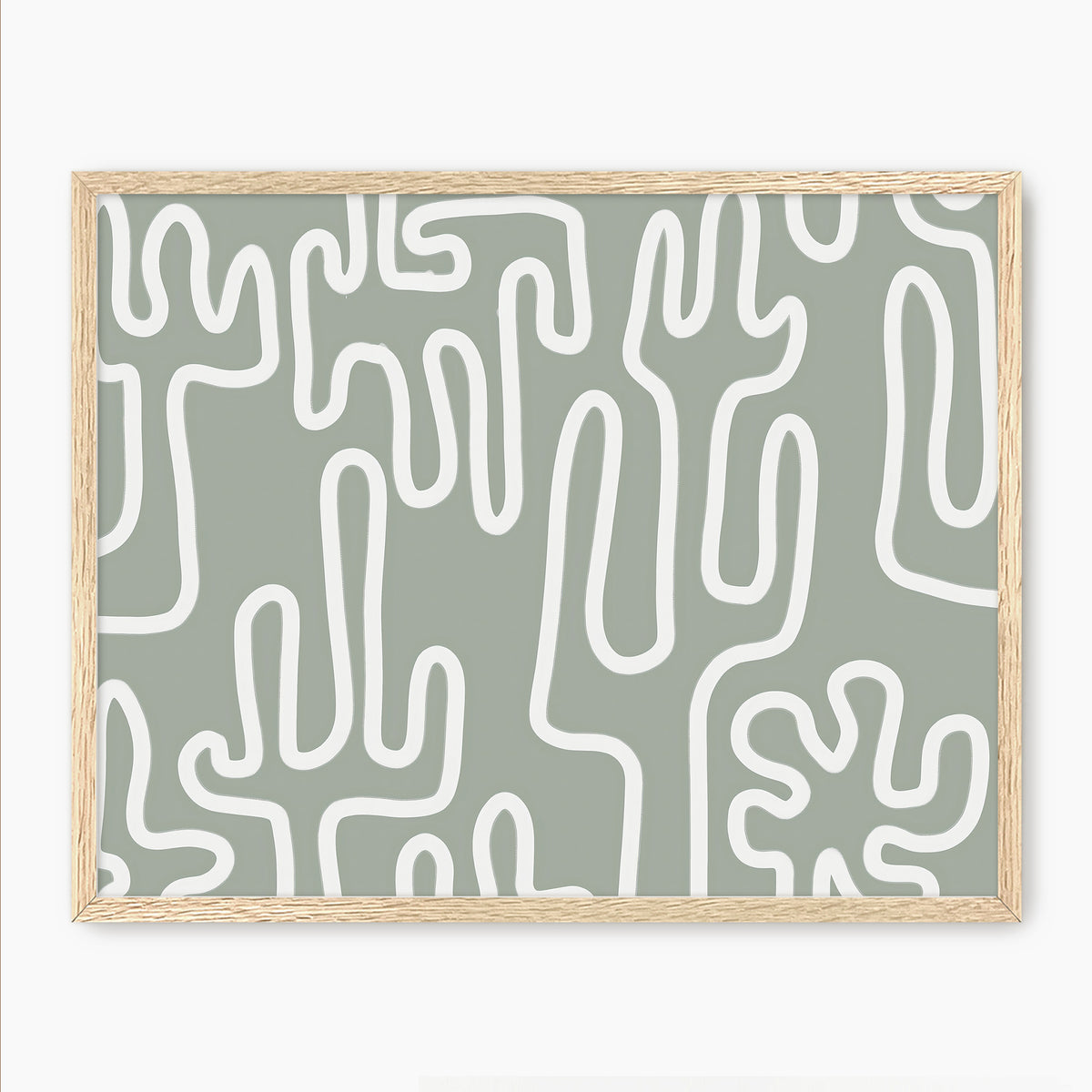 Abstract Cactus Line Art - Sage and Rose Prints