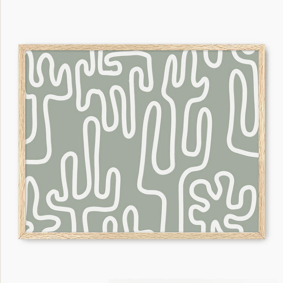 Abstract Cactus Line Art - Sage and Rose Prints