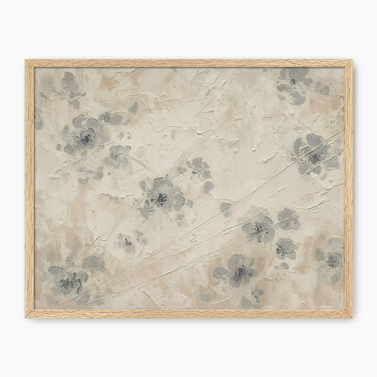 AK-50- Abstract Textured Flower Painting Print - Sage and Rose Prints