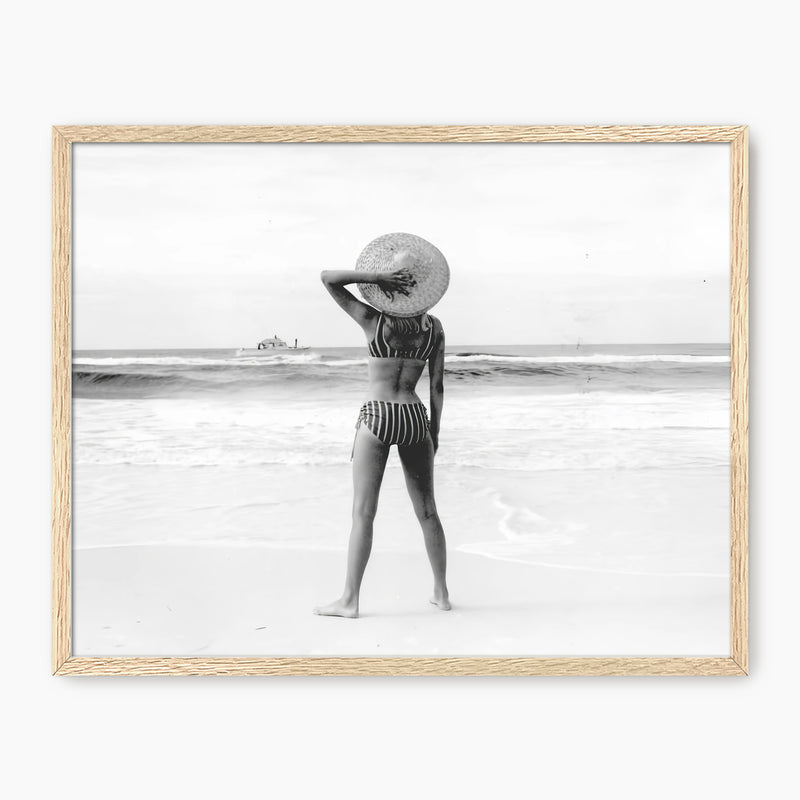 Woman On the Beach Retro Photo No2 - Sage and Rose Prints