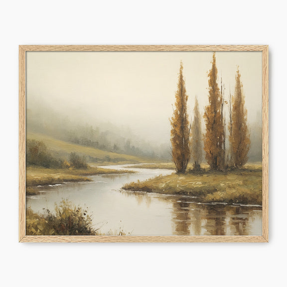 58 - Fall Trees by a Peaceful River - Sage and Rose Prints