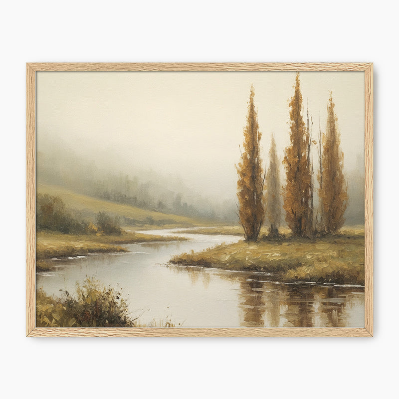 58 - Fall Trees by a Peaceful River - Sage and Rose Prints