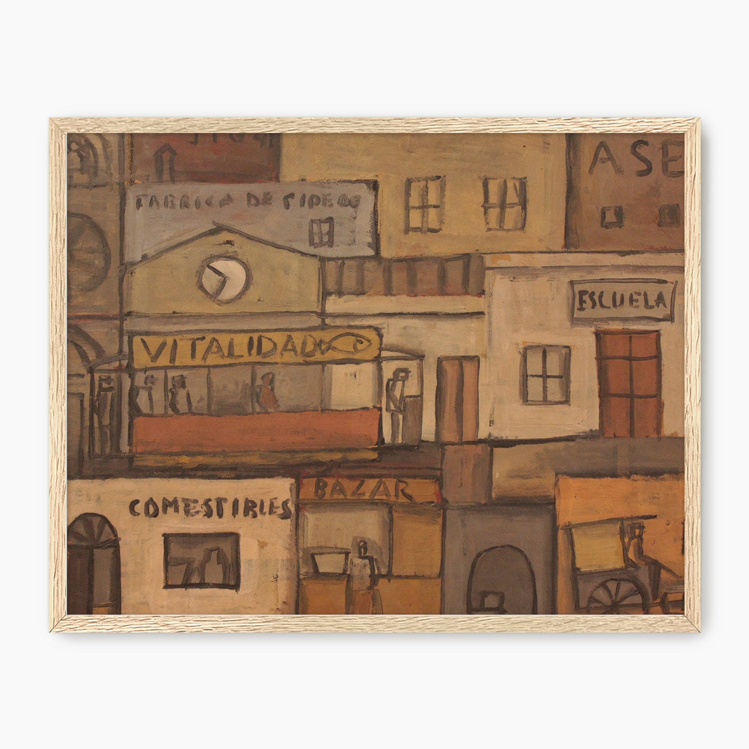 Terracotta Geometric Urban Landscape - Sage and Rose Prints