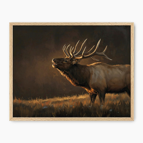 AK-19-Moody Elk Wildlife Painting - Sage and Rose Prints