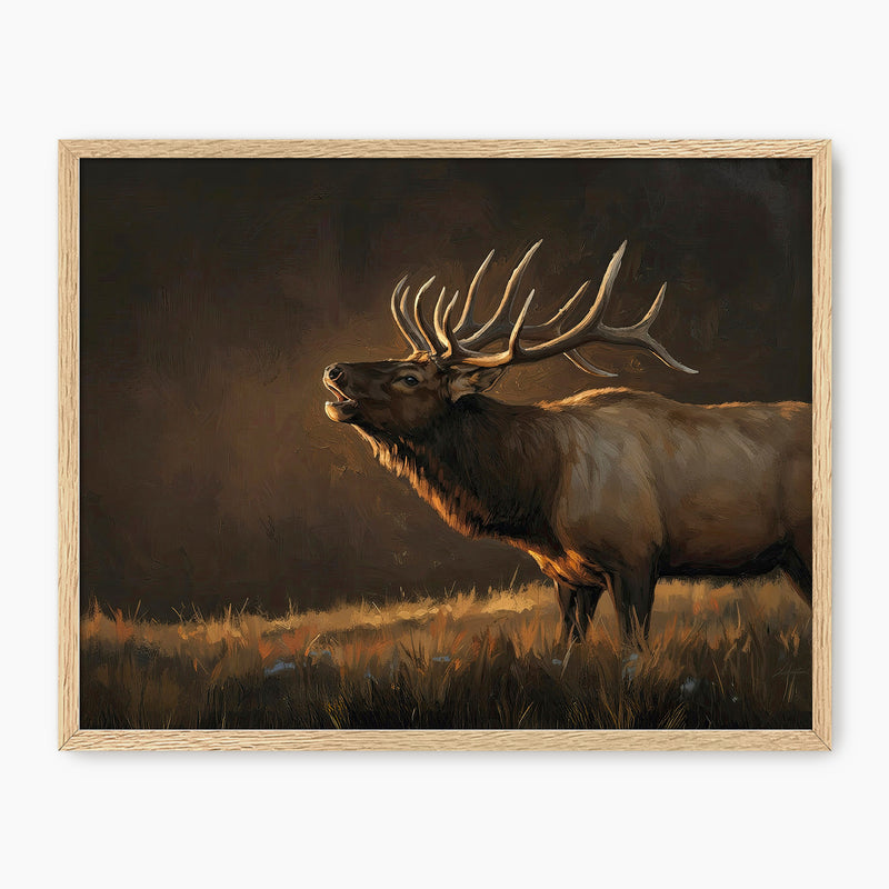 AK-19-Moody Elk Wildlife Painting - Sage and Rose Prints