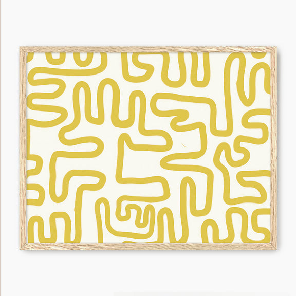 Yellow Organic Maze Print - Sage and Rose Prints