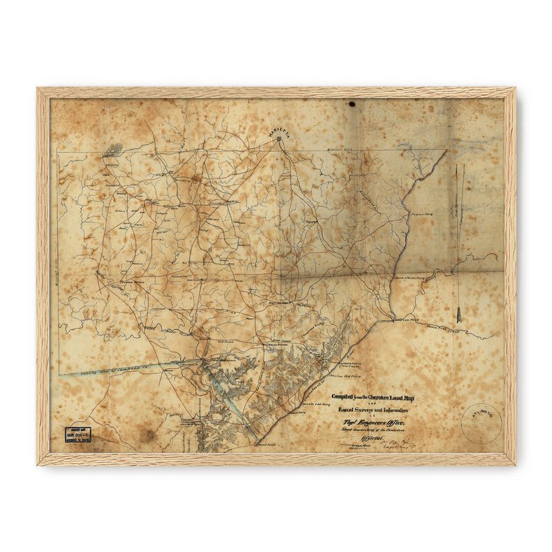 Historic Sepia Map of Cobb County, Georgia - Sage and Rose Prints