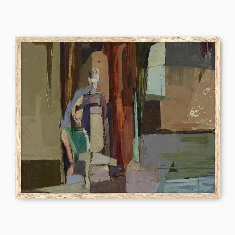 Moody Cubist Portrait - Sage and Rose Prints