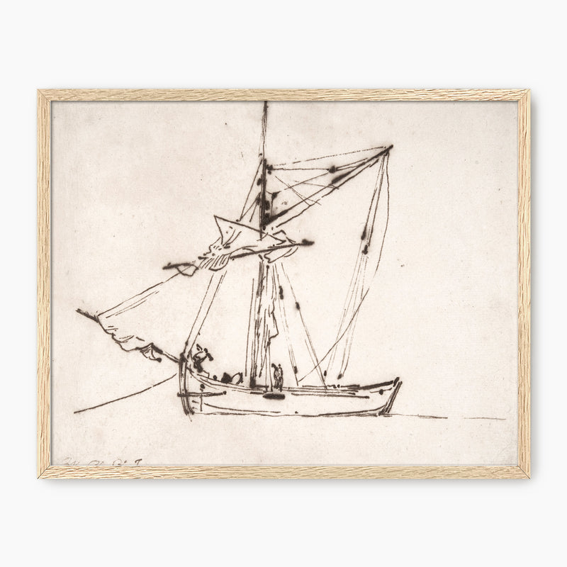Vintage Sailboat Charcoal Sketch - Sage and Rose Prints