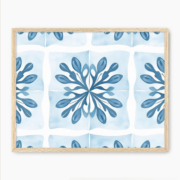 Muted Mediterranean Blue Pattern - Sage and Rose Prints