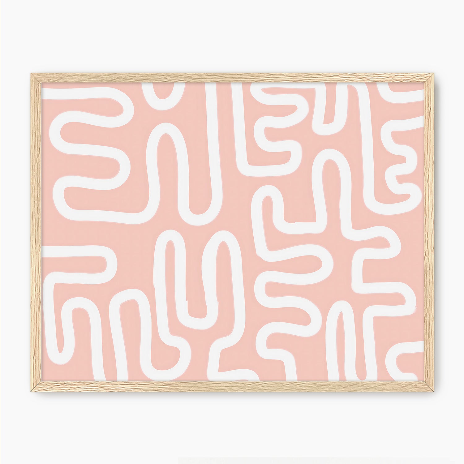 Coral Blush Organic Maze Art - Sage and Rose Prints