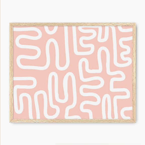 Coral Blush Organic Maze Art - Sage and Rose Prints
