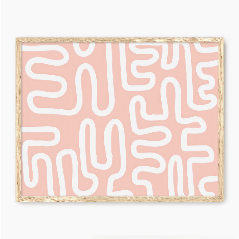 Coral Blush Organic Maze Art - Sage and Rose Prints