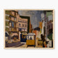 Yellow and Blue Cubist Cityscape - Sage and Rose Prints