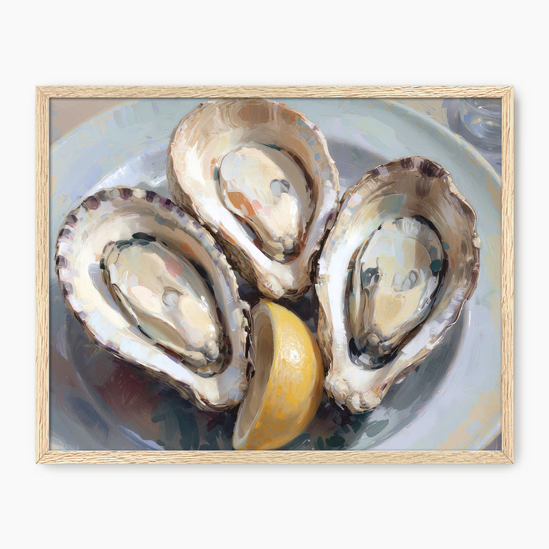 Oysters and Lemon Seafood Painting Print - Sage and Rose Prints