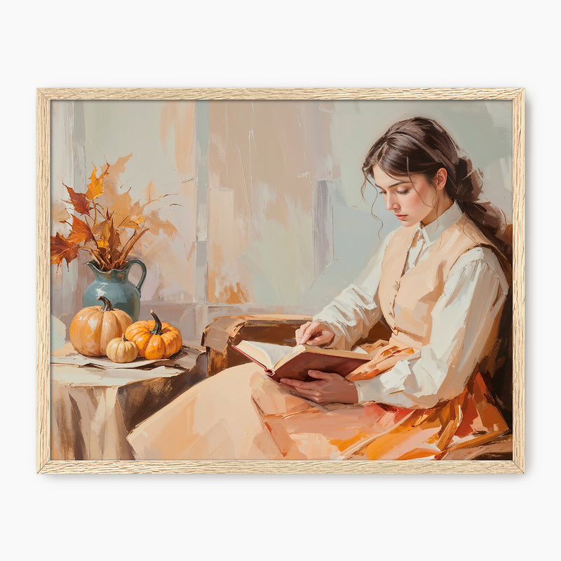 Victorian Woman Reading Fall Painting - Sage and Rose Prints
