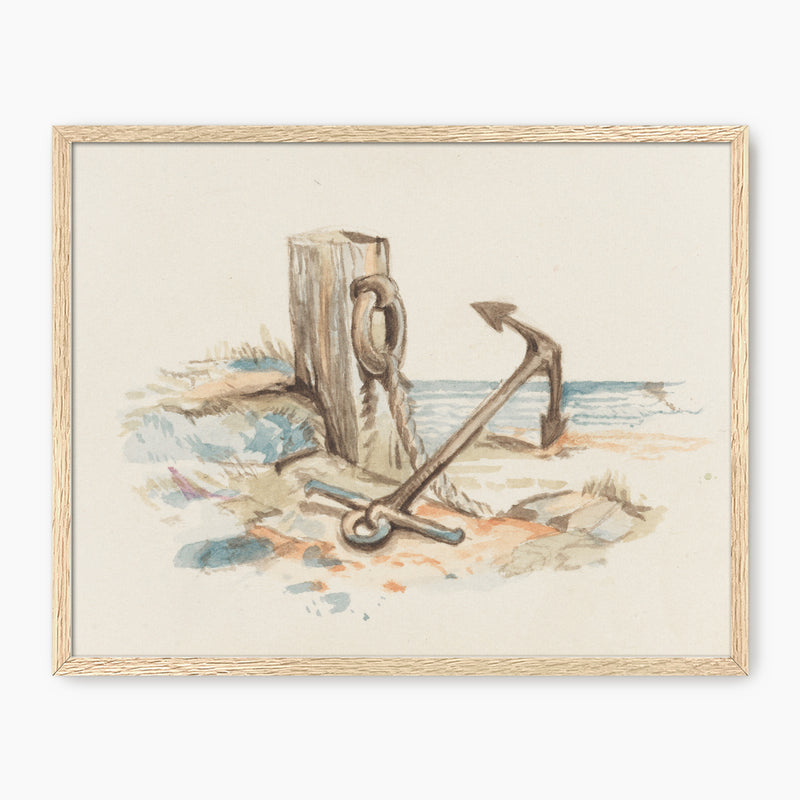 Seaside Anchor Watercolor Print - Sage and Rose Prints