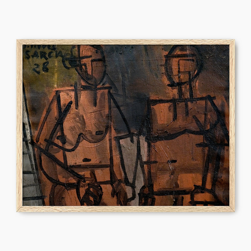 Dark Modern Abstract Portraits - Sage and Rose Prints