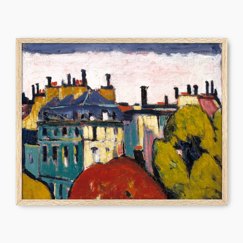 Vibrant French Village Painting - Sage and Rose Prints