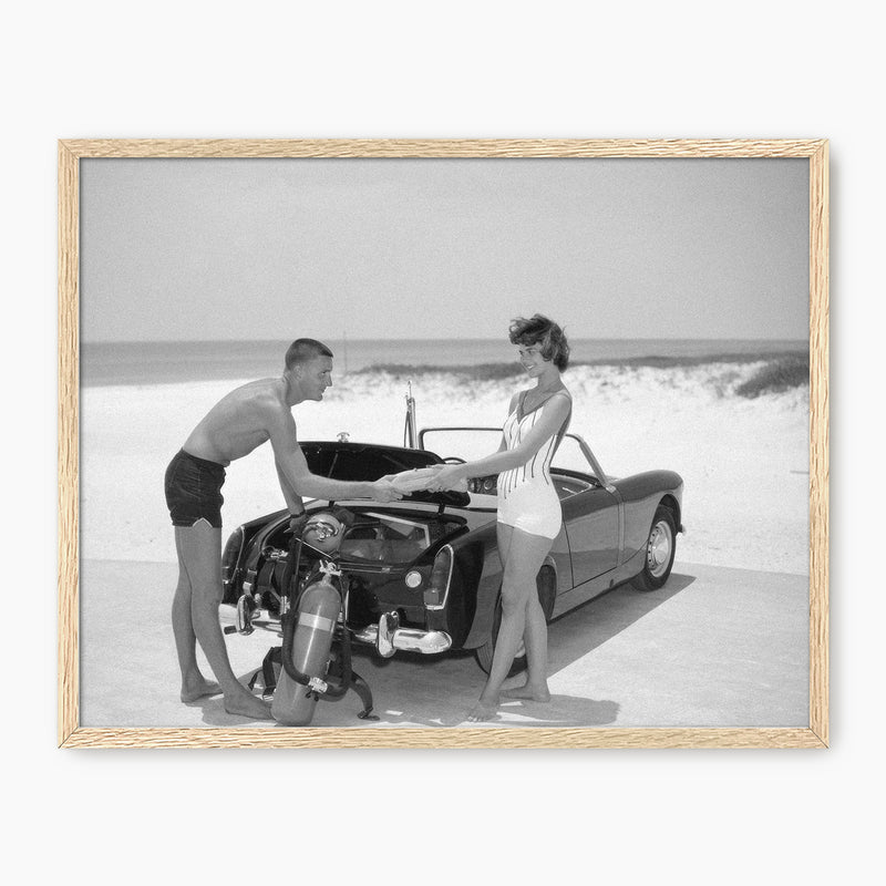 Classic Car on the Beach Photo - Sage and Rose Prints