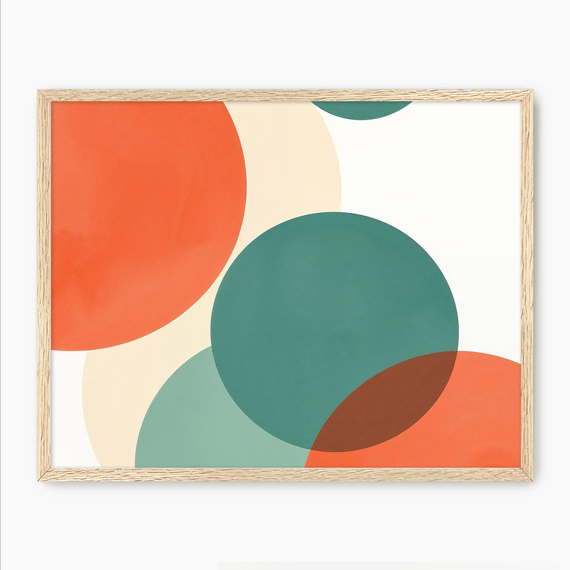 Abstract Circle in Orange and Teal - Sage and Rose Prints
