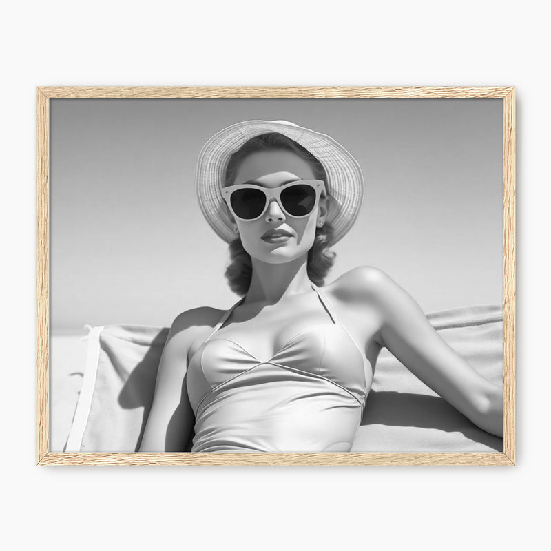 Black and White Beach Babe Photo No2 - Sage and Rose Prints