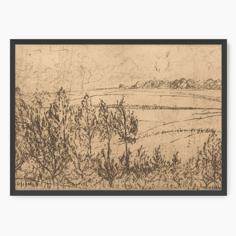 Vintage Fields and Trees Drawing