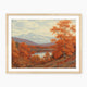 Landscape fall print, fall artwork with wood frame, fall wall art, fall wall decor in burnt orange and light blues Sage & Rose Prints