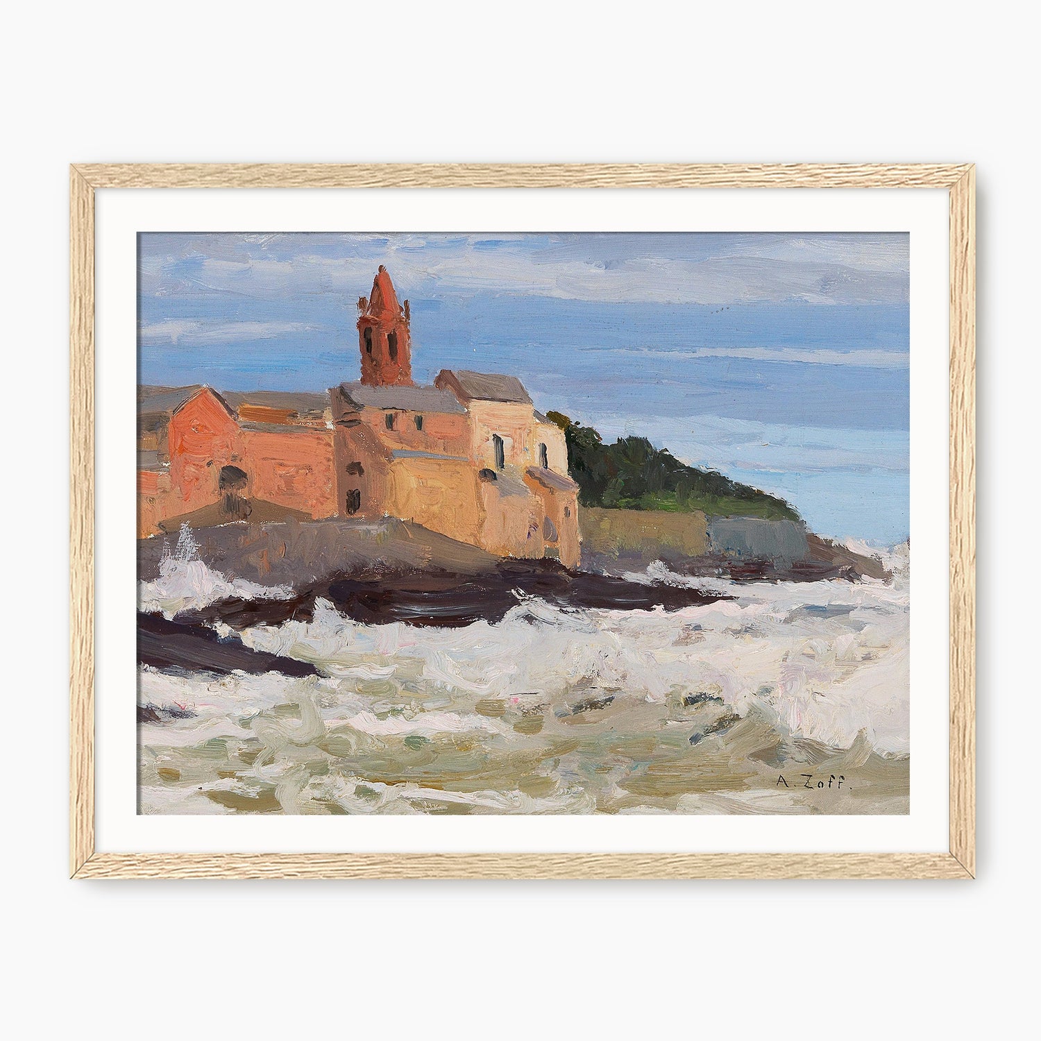 Post Impressionist Coastal Village - Sage and Rose Prints