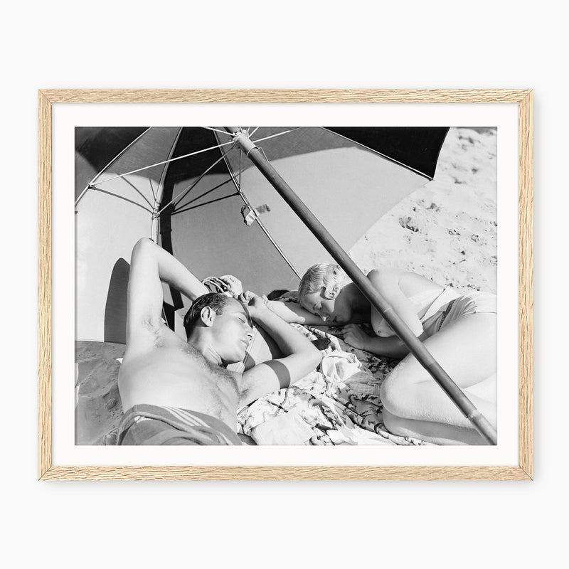 Retro Beach Couple in Black and White - Sage and Rose Prints